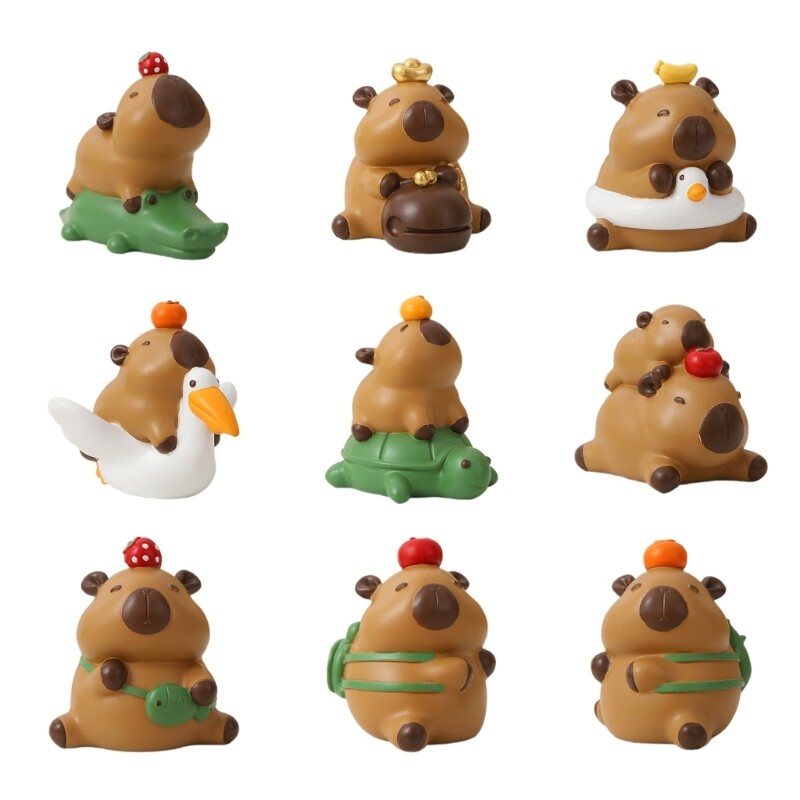 Cartoon Capybara Statue Office Desk Decors Resins Animal Figurine Ornament