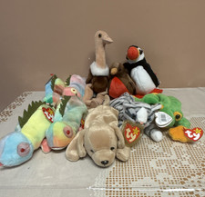 Ty Original 1997 Beanie Babies Retired Plush Toys Lot of 10 Various Animals