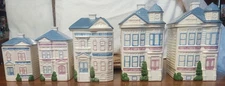 Vintage 1988 Hearth & Home Victorian House Design 5 Piece Canister Set 