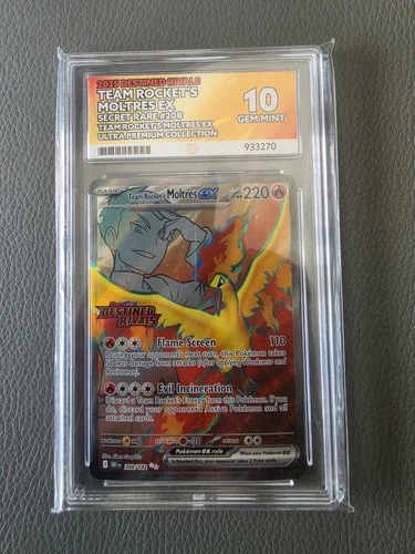 Pokemon 208/182 Destined Rivals Team Rocket's Moltres Ace 10 Perfect Subgrades
