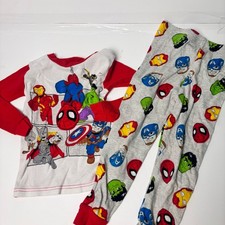 Marvel Super Hero Adventures Avengers Pajama Set Red Gray Kids 4T Snug Fit PJs