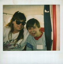 Old Vintage Photo COLOR POLAROID WOMAN BOY DUO MOTHER SON MOM PHOTOGRAPH