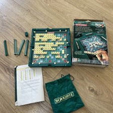 1999 Mattel TRAVEL SCRABBLE Hard Case B/G Boxed Complete - faded tiles faces