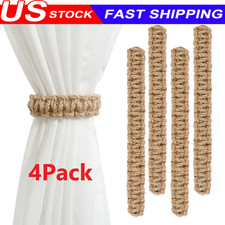4X Twist Curtain Buckles Jute Braided Curtain Tie Rope Tieback Holder Clips US
