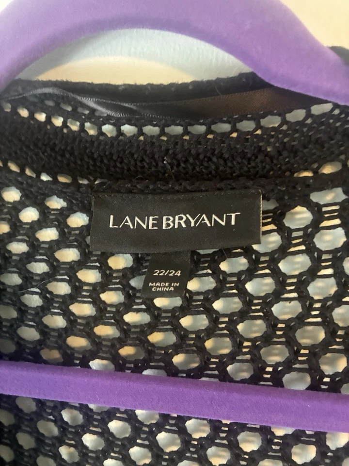 SUÉTER PLUMERO GANCHILLO NEGRO LARGO LANE BRYANT TALLA GRANDE 22/24 BONITO PATRÓN  Foto 3 de 4
