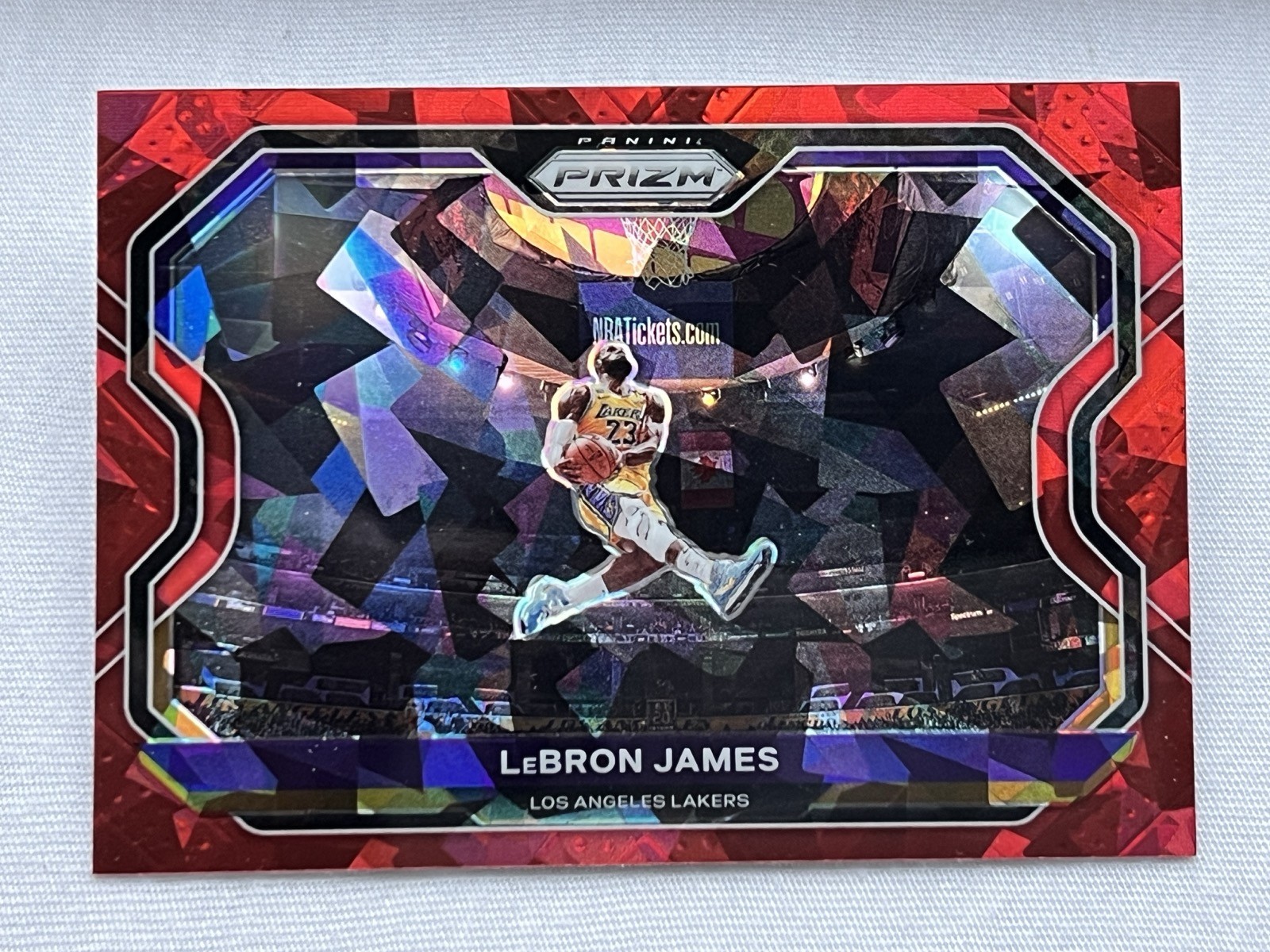 2020-21 Panini Prizm LeBron James #1 Kobe Tribute Dunk Lakers Red Ice Prizm Nm