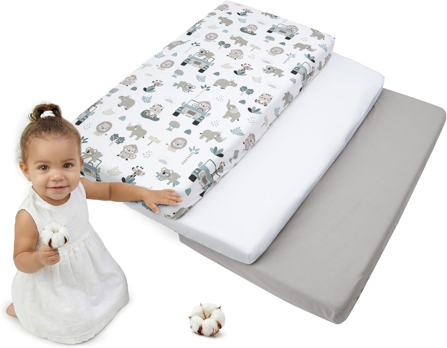 Lenzuola Lettino Set 3 Neonato 60X120-100% Cotone Lenzuolo Con Angoli Culla Copr