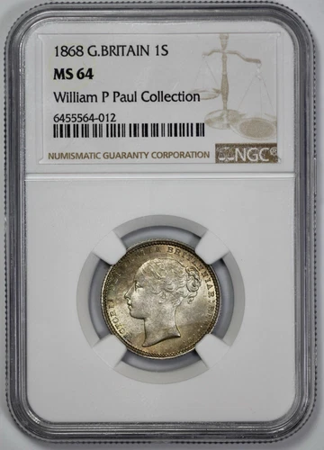 1868 Great Britain Silver Shilling NGC MS 64 1S Die #44