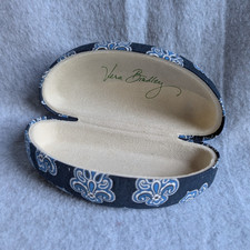 Vera Bradley Hinged Hard Eyeglass/Sunglasses Case Blue Black White Floral