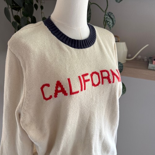 Trovata Birds of Paradis California Womens Sweater M Cream Coastal Preppy Retro - Picture 5 of 11