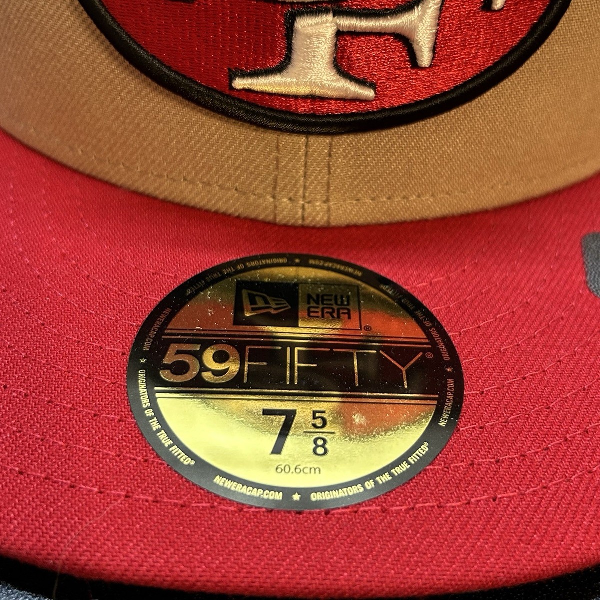 San Francisco 49ers Hat Cap 7 5/8 Tan New Era 59FIFTY NFL Fitted