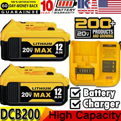 20V 12.0AH FOR DEWALT 20Volt MAX Lithium-Ion Battery or Charger DCB205 DCB200 US