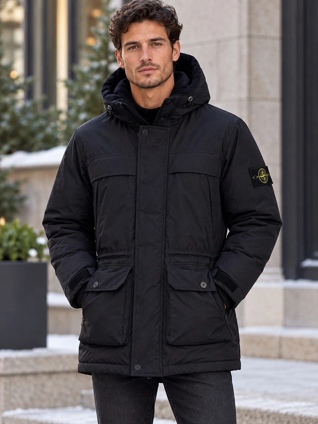 New Stone Island Micro Reps Down Parka Jacket – Black, Size L image 1
