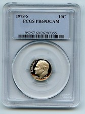 1978 S 10C Roosevelt Dime Proof PCGS PR69DCAM