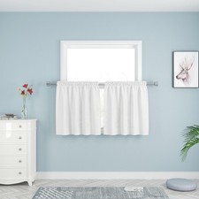 White Kitchen Tier Curtains 30 Inches Long Over Sink Privacy Linen Textured Cafe