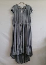 NWT New Directions Womens Gray Striped Striped Hi Low Hem Tiered Dress Size 3X