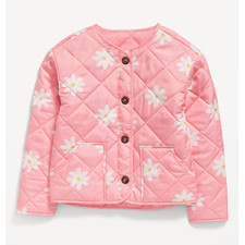 Old Navy Collarless Quilted Printed Button-Front Jacket for Girls NEW Size L