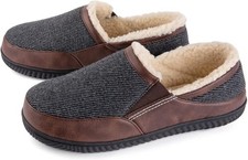 Men's Cozy Slip on Memory Foam Slippers Fleece Lining House shoes Brown Size 9