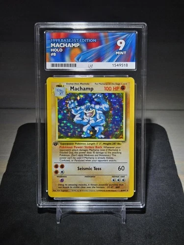 1999 Base 1st Edition Machamp Holo 8/102 - ACE 9 MINT (SEE DESCRIPTION)