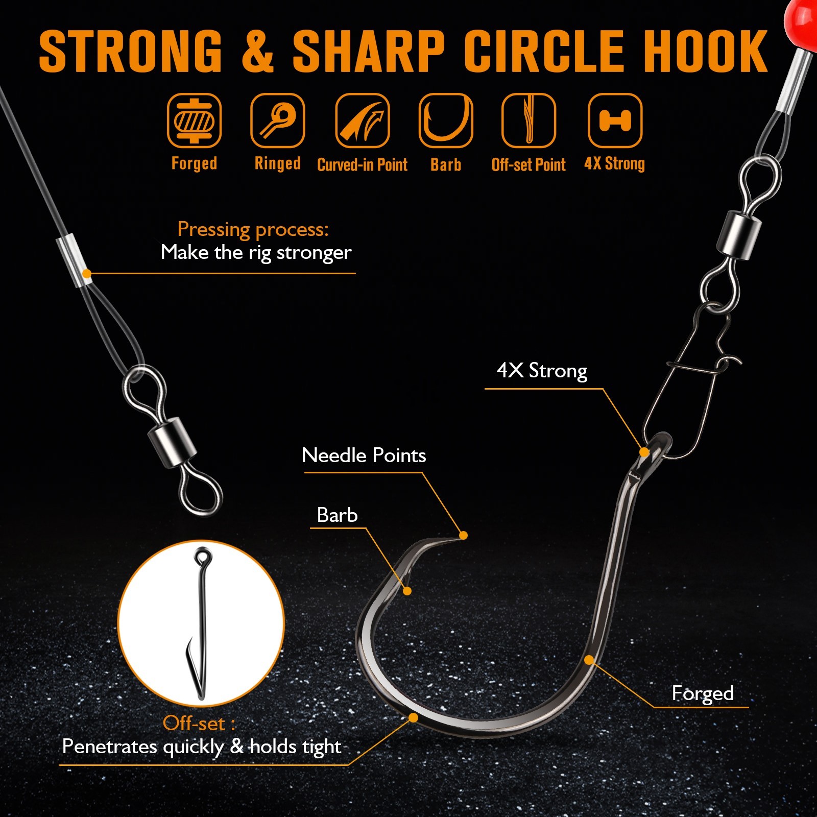 Dovesun Fish Finder Rig with 8/0 Circle Hooks for Shark 6PCS Surf Fishing Rigs