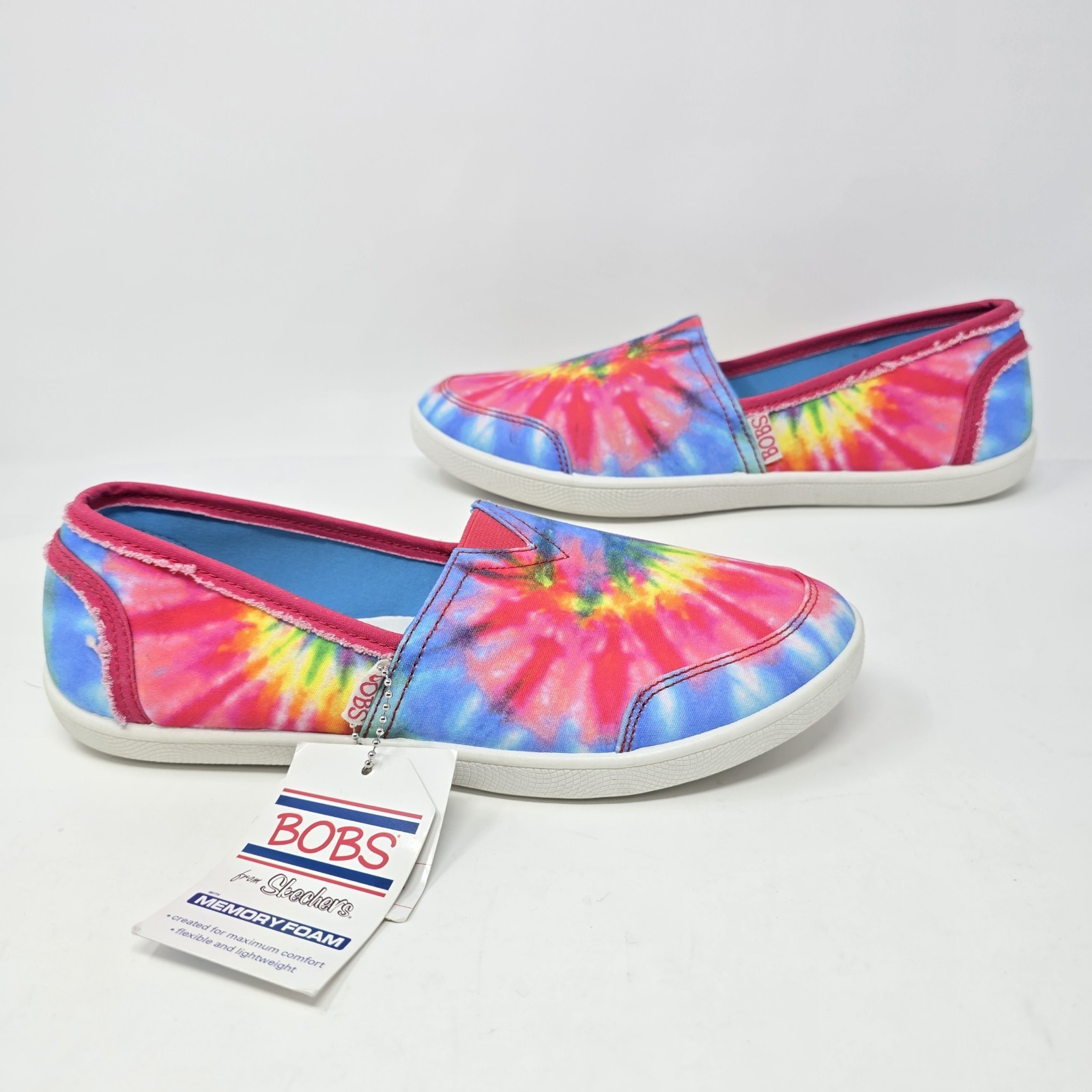 Skechers BOBS Tie-dye Canvas Slip-on Shoes Memory Foam Insoles NWT Womens 8.5