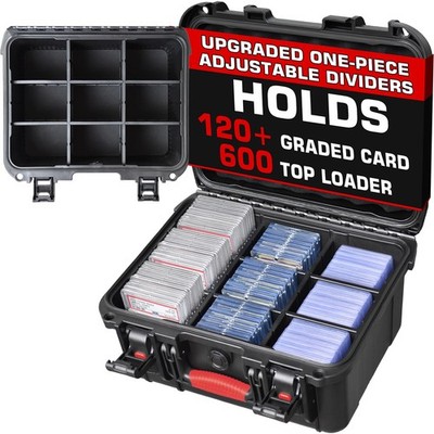 Trading Card Storage Box 6 Adjustable Dividers Waterproof Hard Shell Graded Slab