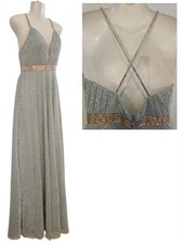 Betsy  Adam Mystical FairyCore Formal Gown Sz 0 Green Gold Embellished READ