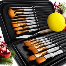 18 Pieces Premium Artist Paint Brush Set,Includes Palette Knife,Sponge..