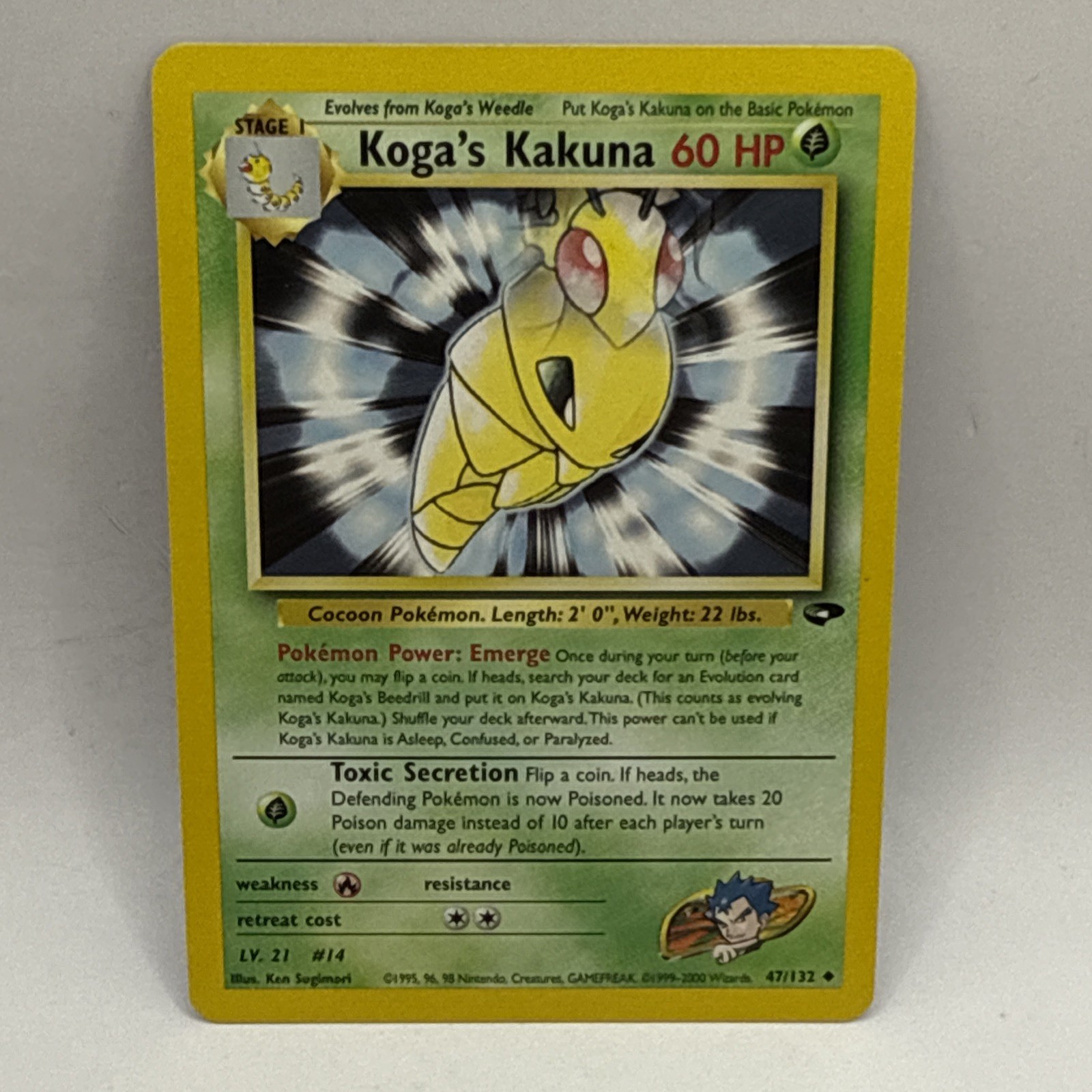 Koga's Kakuna 47/132 Gym Challenge Regular MP Tcg Collectible Card