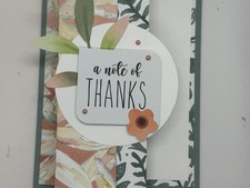 Stampin Up Handmade Thank You Fun Fold Card With Envelope
