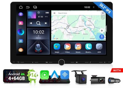 UX7A PLUS 10.1''Double 2 DIN Car Stereo Wireless CarPlay GPS Navigation Bluetooth