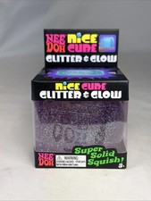Nee Doh Nice Cube Glitter and Glow In Purple Great Stress Reliever Fidget Toy