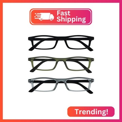 OPULIZE TED Reading Glasses for Women Men, Lightweight Narrow Rectangular Matt F