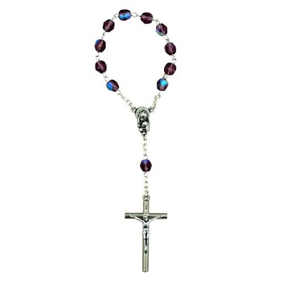 4mm Crystal One Decade Rosary | Italian Crystal Glass Beads on Chain with Silver