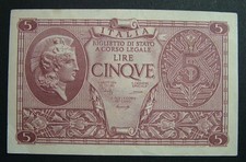 1944 Italy Lieutenancy 5 Livres Qfds