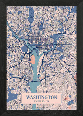 Washington luftiger Stadtplan gerahmtes Wandbild Poster Leinwanddruck Bild
