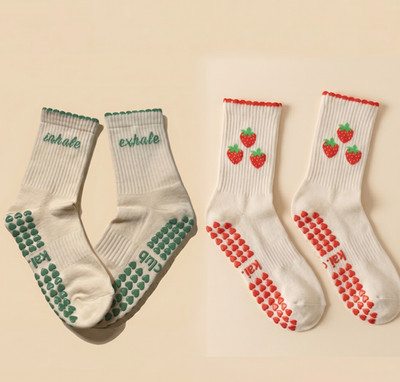 2er Pilates Socken mit Anti Rutsch Socken Herren Damen für Yoga Barre Pilates