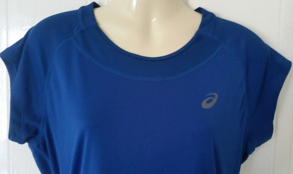 Women's Asics Blue Running Active Wear Motion Dry T-Shirt Medium - Image 2 of 4