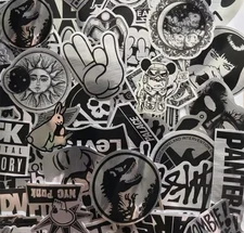 Metallic Logo Cool Stickers 50pk Fun Imitation Metal Cartoon Cool Stickers Mix