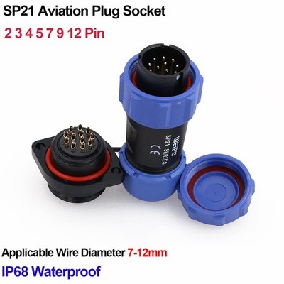 WEIPU SP21 Panel Mount IP68 Waterproof Plug Socket Connector 2 3 4 5 7 9 12pin