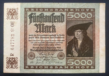1922 Germany 5000 Mark Banknote - Early Hyperinflation Era - Reichsbank RARE!