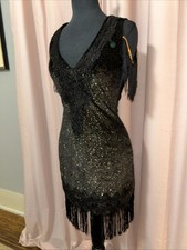 Flapper SPIRIT Costume Women  s Size S Dress Halloween Black W/ Cigarette Holder