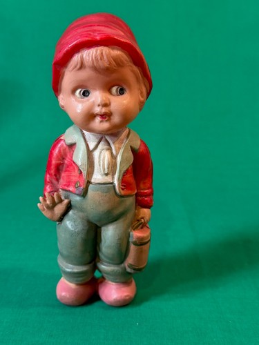 c. 1930's Japan Celluloid Boy Holding Lunchpail or Bucket Doll Toy Figure