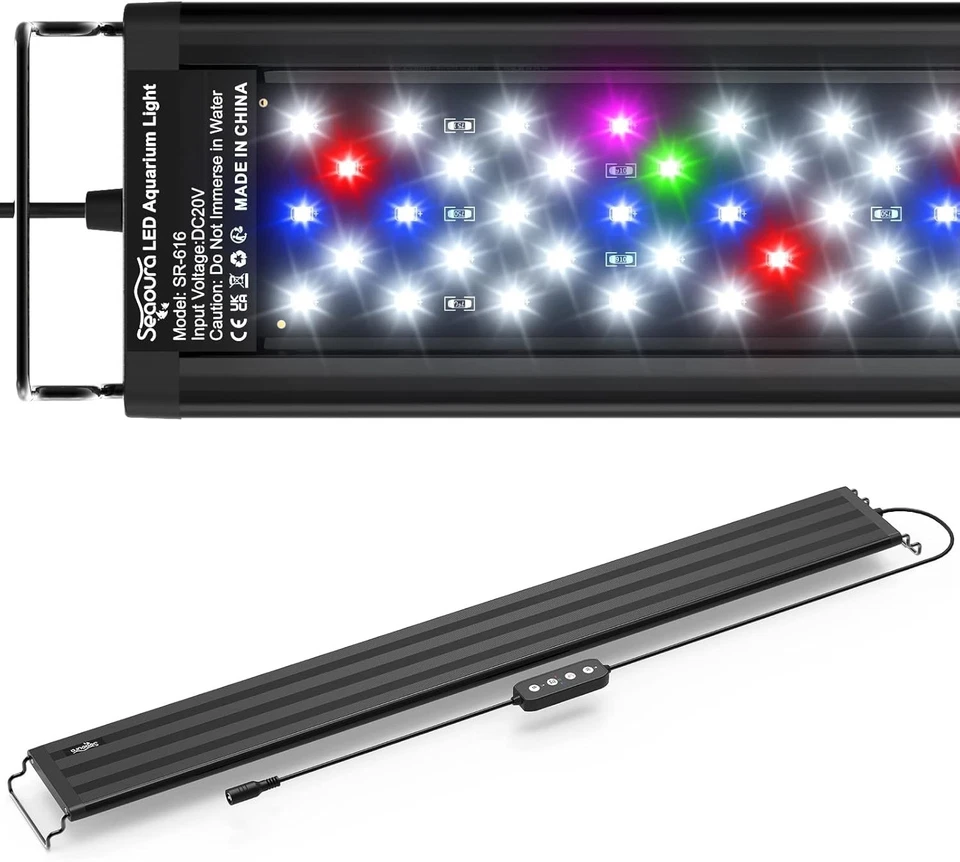 SEAOURA Led Aquarium Light for Plants-Full Spectrum Fish Tank Light with Timer