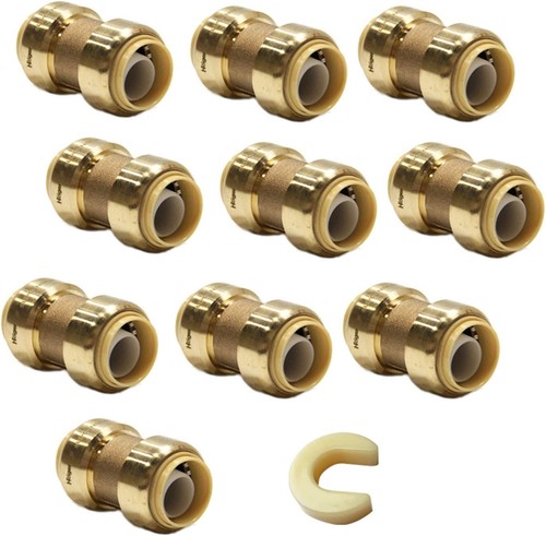 1/2" Push-to-Connect Straight Coupling for PEX Copper CPVC w/ Tool, 10PCS