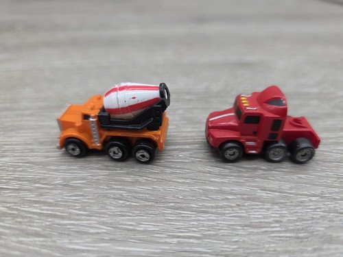Galoob Vintage Micro Machines Red Semi Truck Cab & Cement Mixer Orange Lot of 2  - Picture 5 of 9