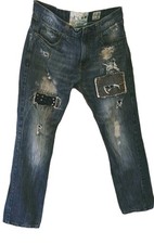 Liberation A Bleu LAB Distressed Jeans Men's 34x32 Patchwork Slim Straight Fit