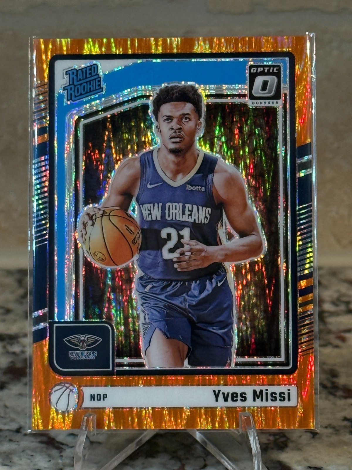 2024 Donruss Optic Yves Missi #265 Orange Shock Prizm /225 New Orleans Pelicans