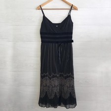 Vintage Ann Taylor LOFT - Black pleated dress velvet ribbon, sz 2