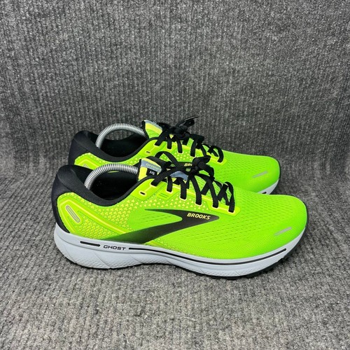 Brooks Ghost 14 Neon Green Black Grey Athletic Running Shoes Mens Size 10.5 D